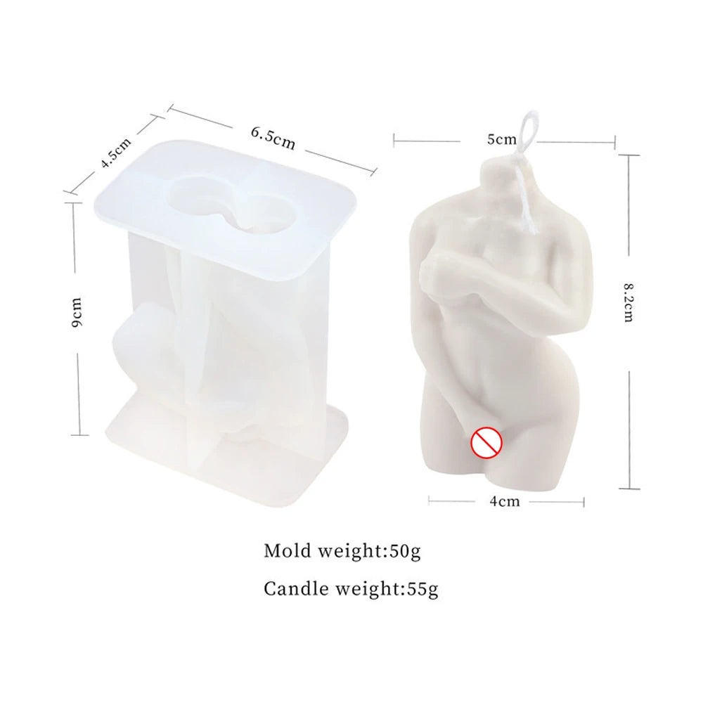 KIMLUD, 3D Body Silicone Candle Mold DIY Creative Men Women Human Plaster Epoxy Resin Aromath Soap Molds Art Craft Home Decoration, KIMLUD Womens Clothes