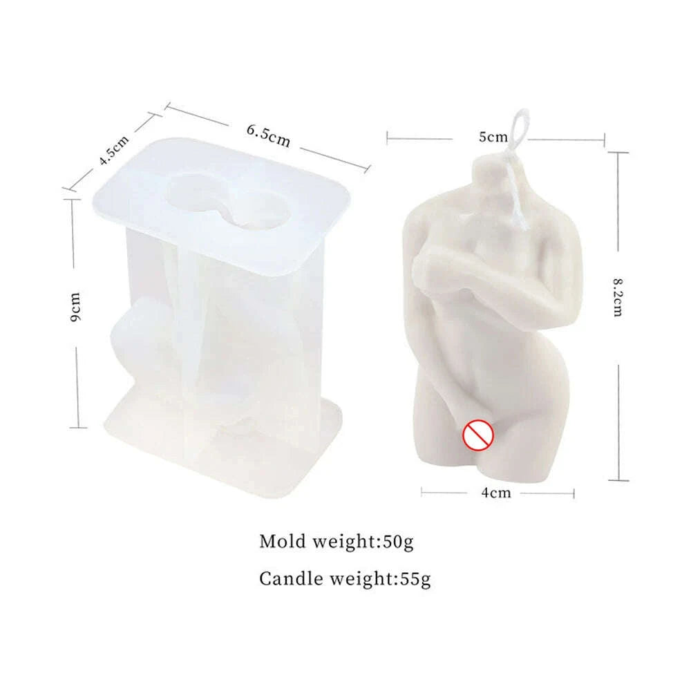 KIMLUD, 3D Body Silicone Candle Mold DIY Creative Men Women Human Plaster Epoxy Resin Aromath Soap Molds Art Craft Home Decoration, KIMLUD Womens Clothes