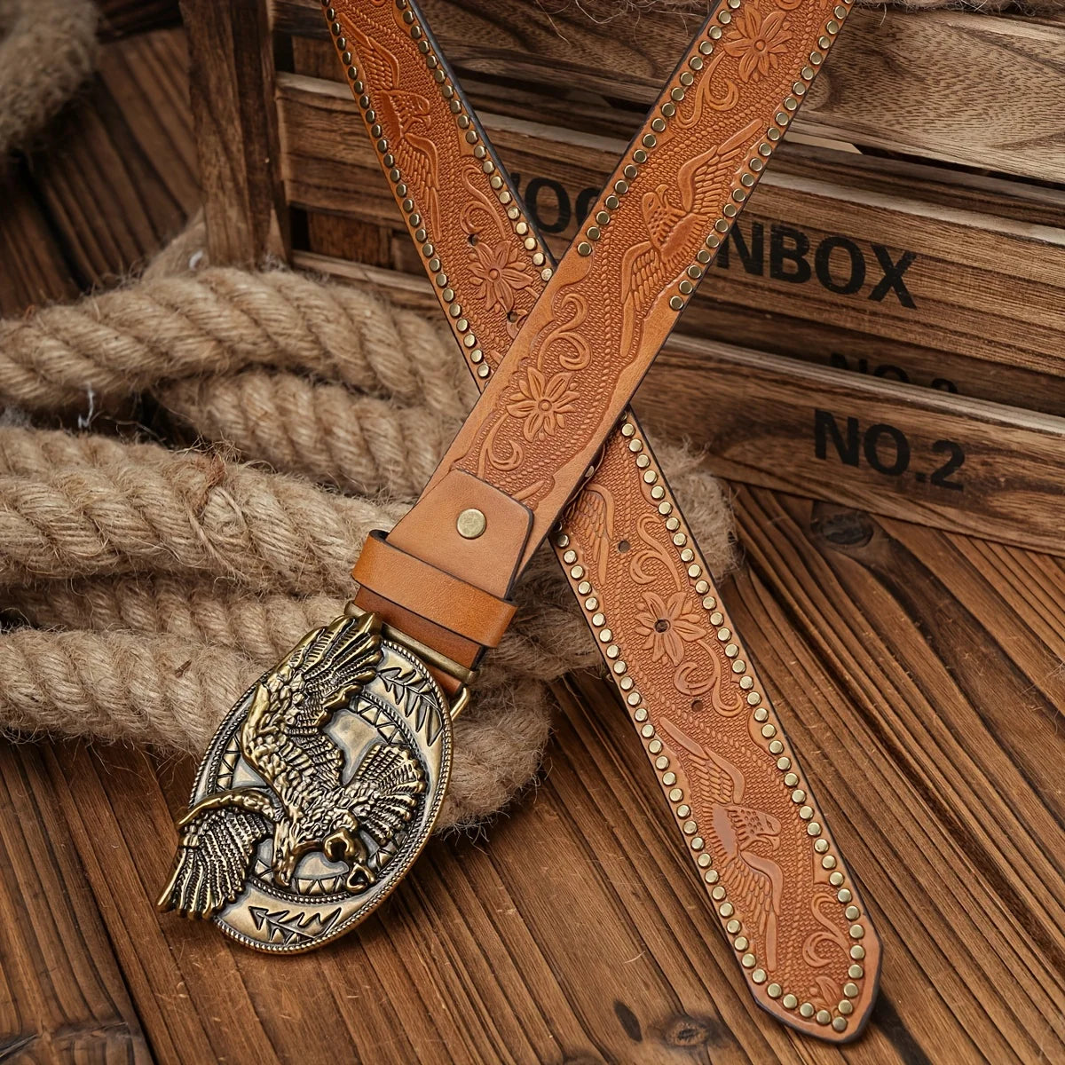 Belt – Western Denim – PU Leather – Brown | KIMLUD