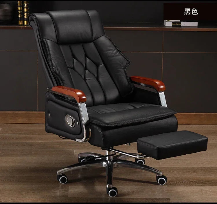 Leather Accent Office Chair Ergonomic Mobile — Brown | KIMLUD