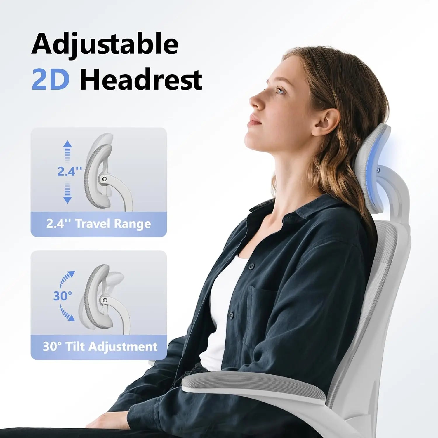 Mesh High Back Ergonomic Office Chair M903 With Wheels, Adjustable Lumbar Support — Ivory | KIMLUD