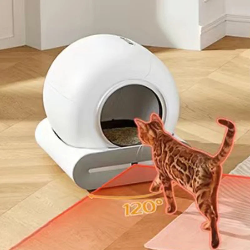 Self-Cleaning Automatic Cat Litter Box Enclosed 65L — White | KIMLUD