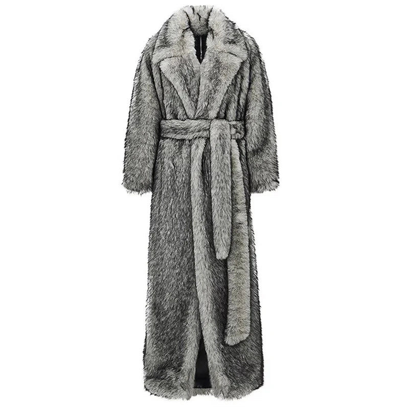 Men's Fur Coat – Fox Fur Lapels – Long Overcoat | KIMLUD