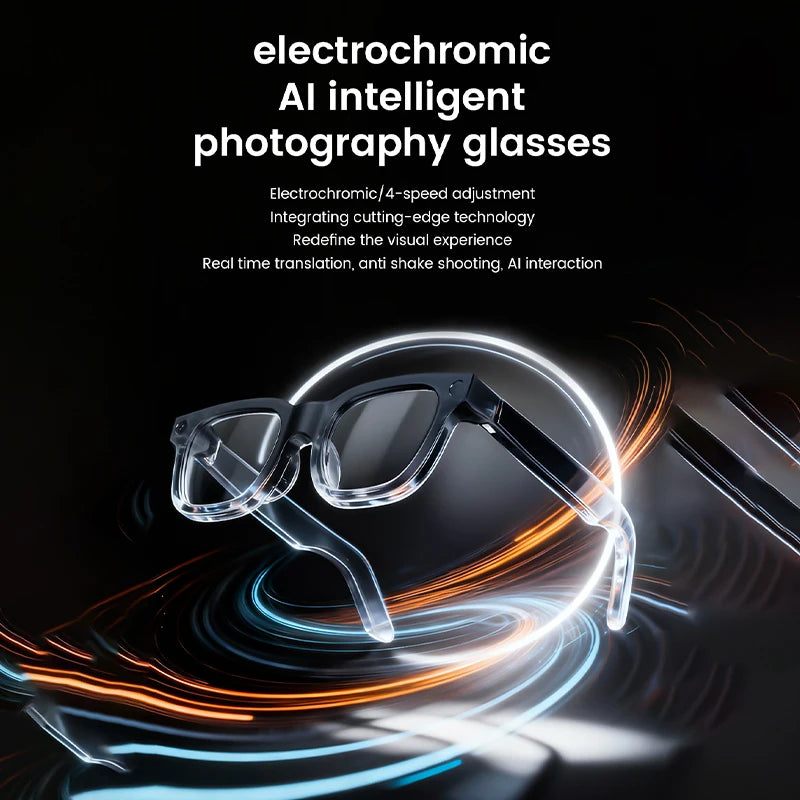 Photochromic Smart Glasses HD Photo Video Translation — Black | KIMLUD