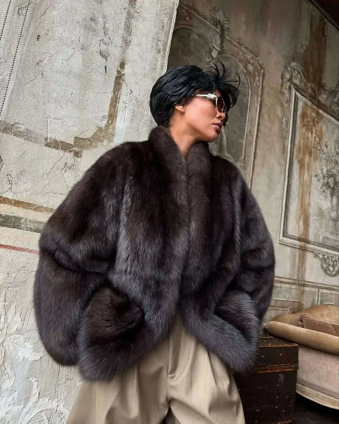KIMLUD, Women Thick Faux Fur Coat Lapel Hidden Button Loose elegant lady Outerwear 2025 Fashion Female Street Commute Overcoat New, KIMLUD Womens Clothes