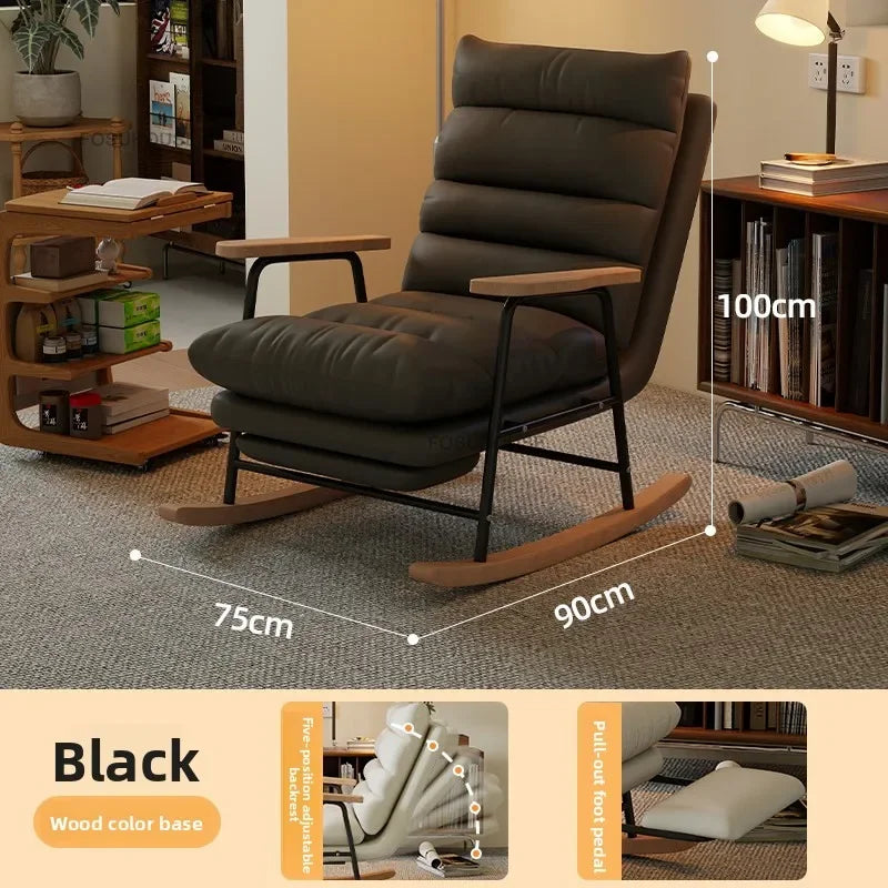 Modern Adjustable Backrest Leisure Living Room Chairs Luxury Rocking Chair for Bedroom Small Apartment Armchair Home Furniture