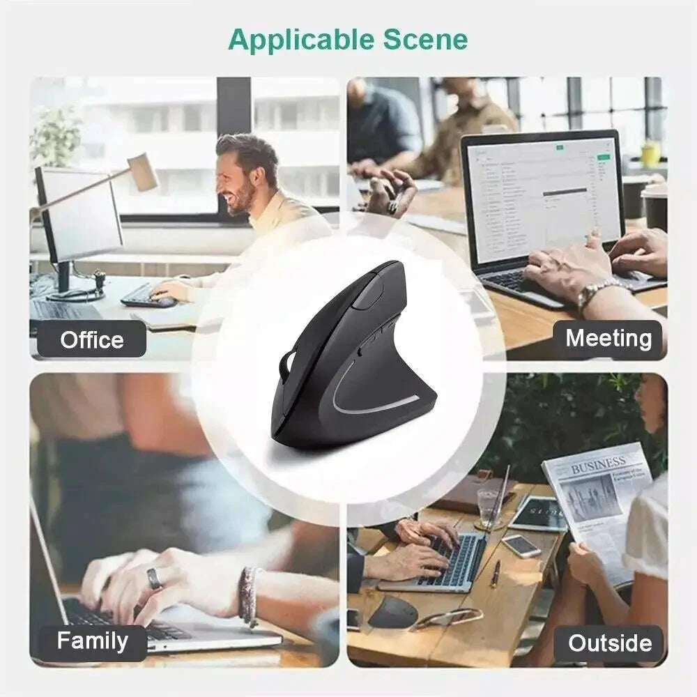 KIMLUD, Wireless Bluetooth Vertical Mouse 800 1200 1600 DPI 6 Button Personalised Side Grip Ergonomic 2.4G Mute Gaming PC Computer Mouse, KIMLUD Womens Clothes