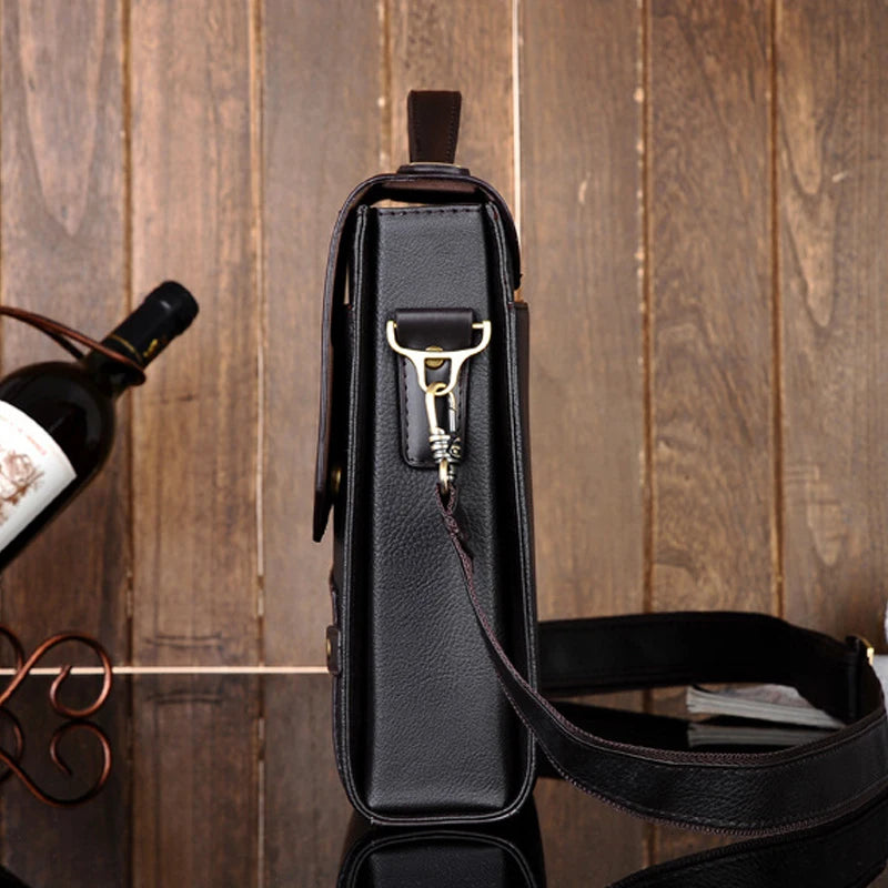 YoReAi Men's Business PU Wear-resistant Messenger Bag Casual Hard Leather Briefcase Large Capacity Fashion Storage Bags Wallet