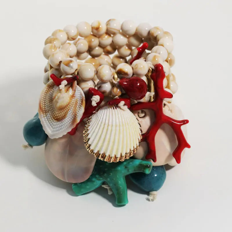 Shell Beaded Multi-layer Bracelet Set — Multicolor | KIMLUD