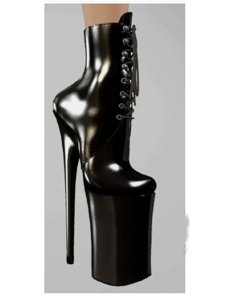 KIMLUD, Solid DiaBlack Mid Calf Lace Up Boots Thin High Heel Pointed Toe Fashion Sexy 2025 Winter Big Size Woman Shoes Zapatillas Mujer, KIMLUD Womens Clothes