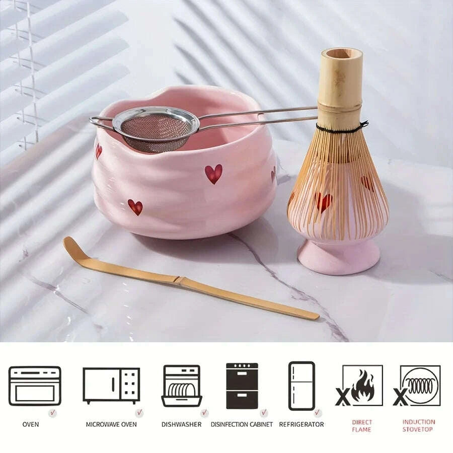 5pcs-pink-heart-decal-ceramic-matcha-set-cute-matcha-set-includes-matcha-bowl-matcha-whisk-and-holder-bamboo-scoop-sifterkimludkimlud-35568505