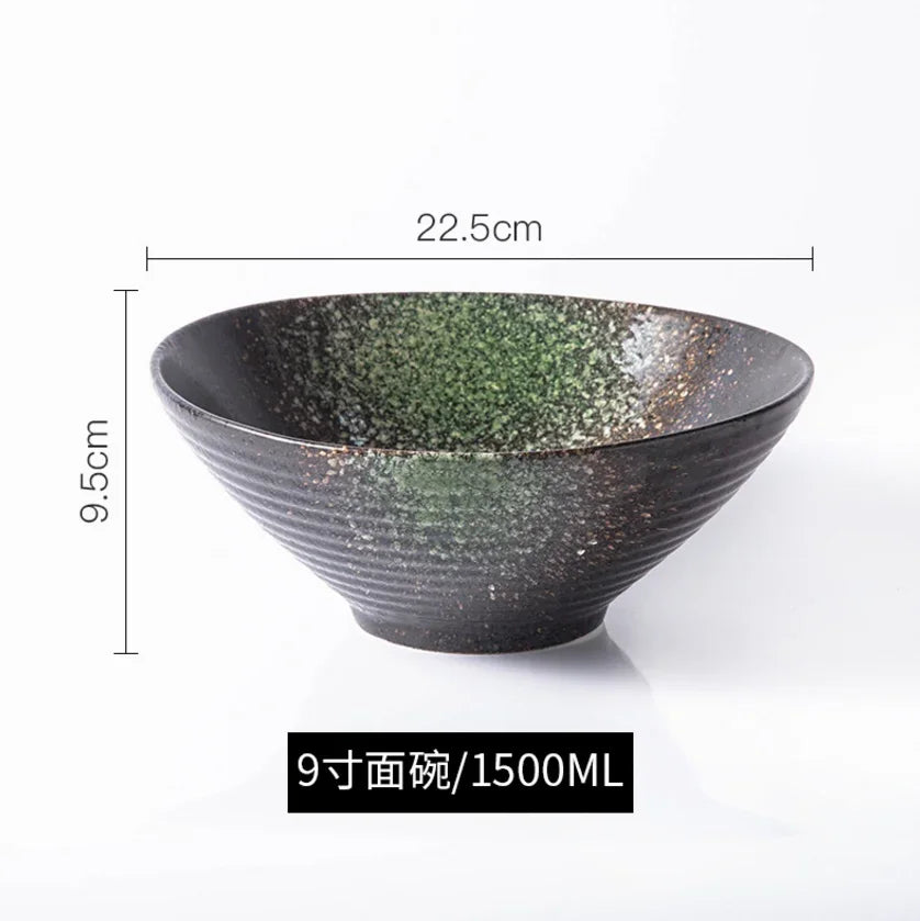 Porcelain Ramen Bowl Japanese Tableware — Deep Black | KIMLUD