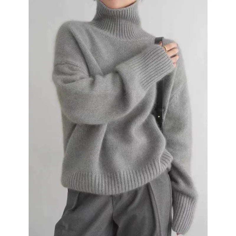 Turtleneck Sweater – High Neck – Cashmere – Loose Fit | KIMLUD