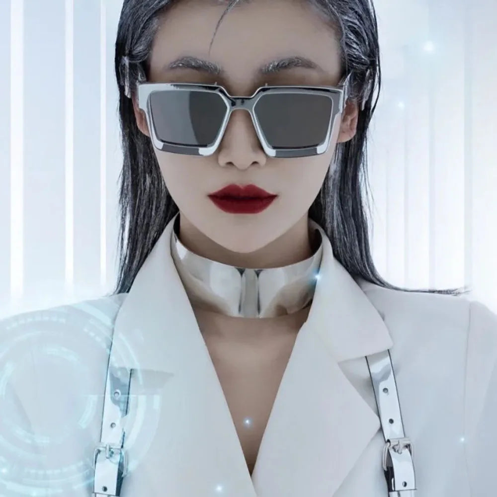 Resin Square Sunglasses Vintage Millionaire Style — Silver | KIMLUD