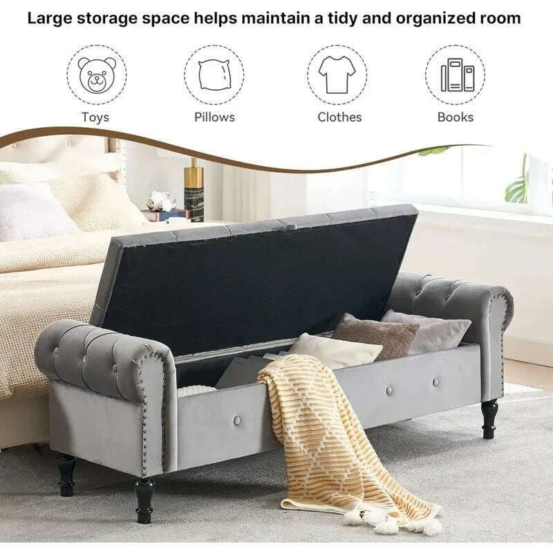 velvet-tufted-storage-bench-67-bedroom-end-of-bed-bench-king-size-with-rolled-arms-button-ottoman-benchkimlud-womens-fashion-34604687