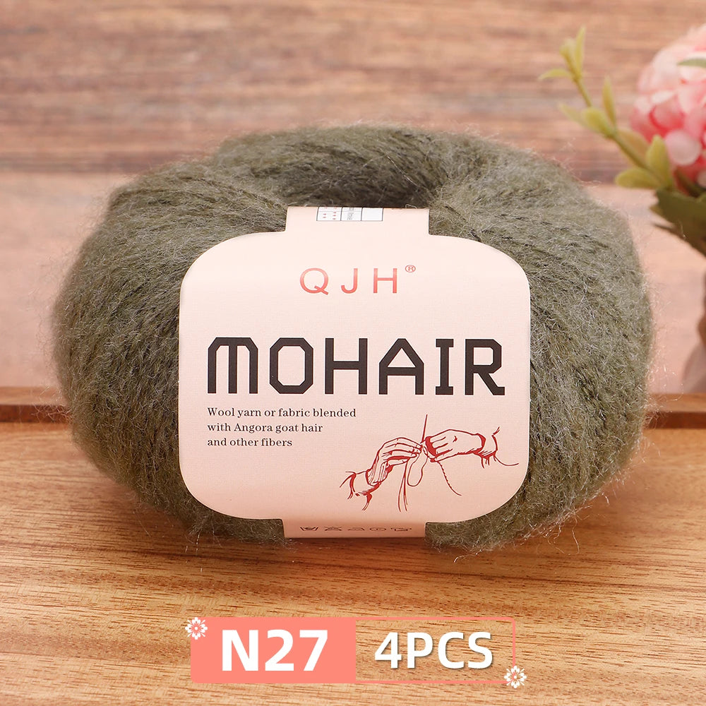 Mohair Yarn Set 4-Skein Bundle, 130m Each — Multicolor | KIMLUD