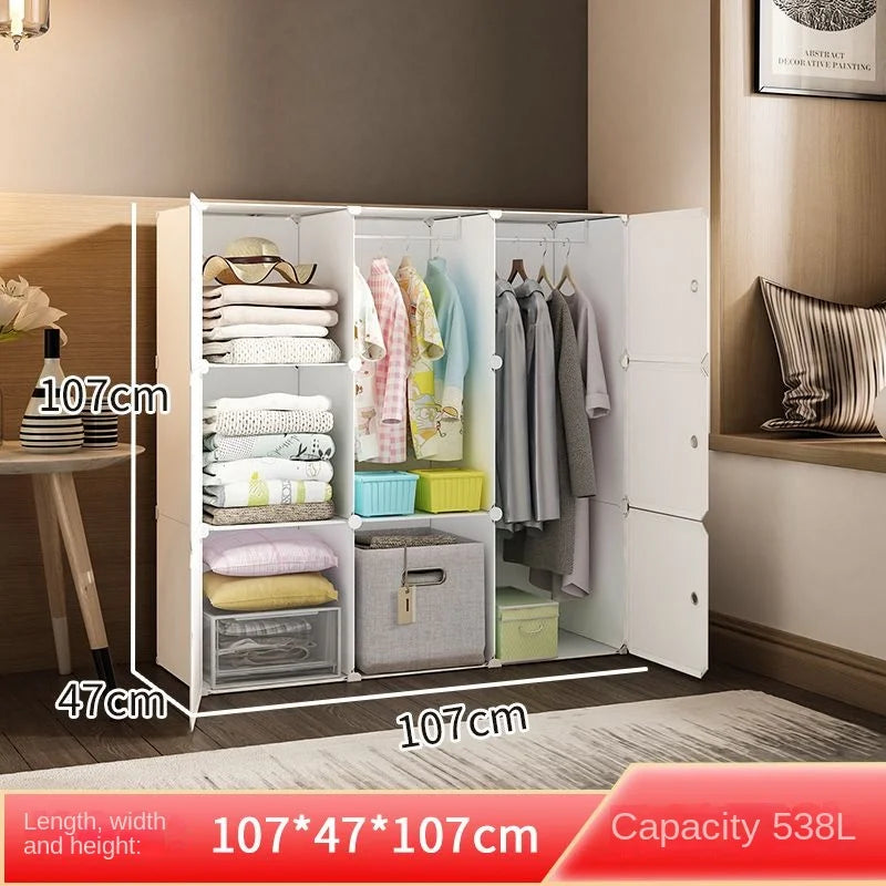 Plastic Wardrobe Collapsible with Large Space — White | KIMLUD