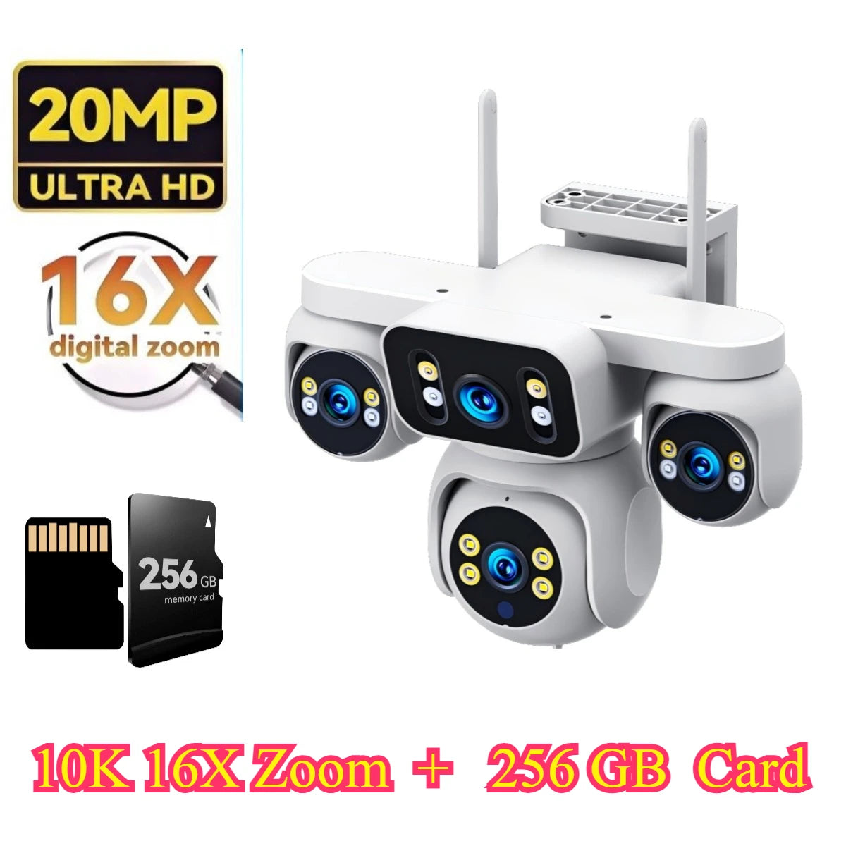 DiFang 20MP 10K 16X Zoom 4 Screens WiFi IP Camera Wireless Outdoor 4 Lens PTZ Human Auto Tracking Surveillance Cameras