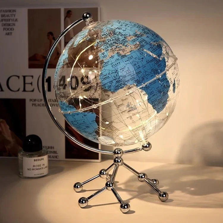 Polished Metal Globe Ornament Sculpture — Gold | KIMLUD