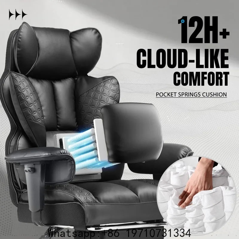 Gaming Chair - Ergonomic High Back With Footrest - Leather | KIMLUD