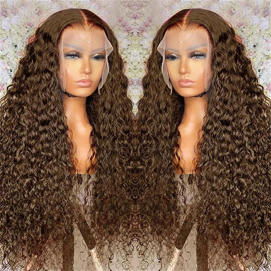 Lace Front Wig – Deep Wave – Human Hair – Chocolate Brown | KIMLUD