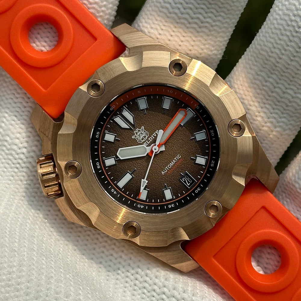 2025 New Arrival SD1942S STEELDIVE Brand 45MM Solid Bronze Case and Bezel Automatic Antique 1000m Waterproof Men Dive Watches