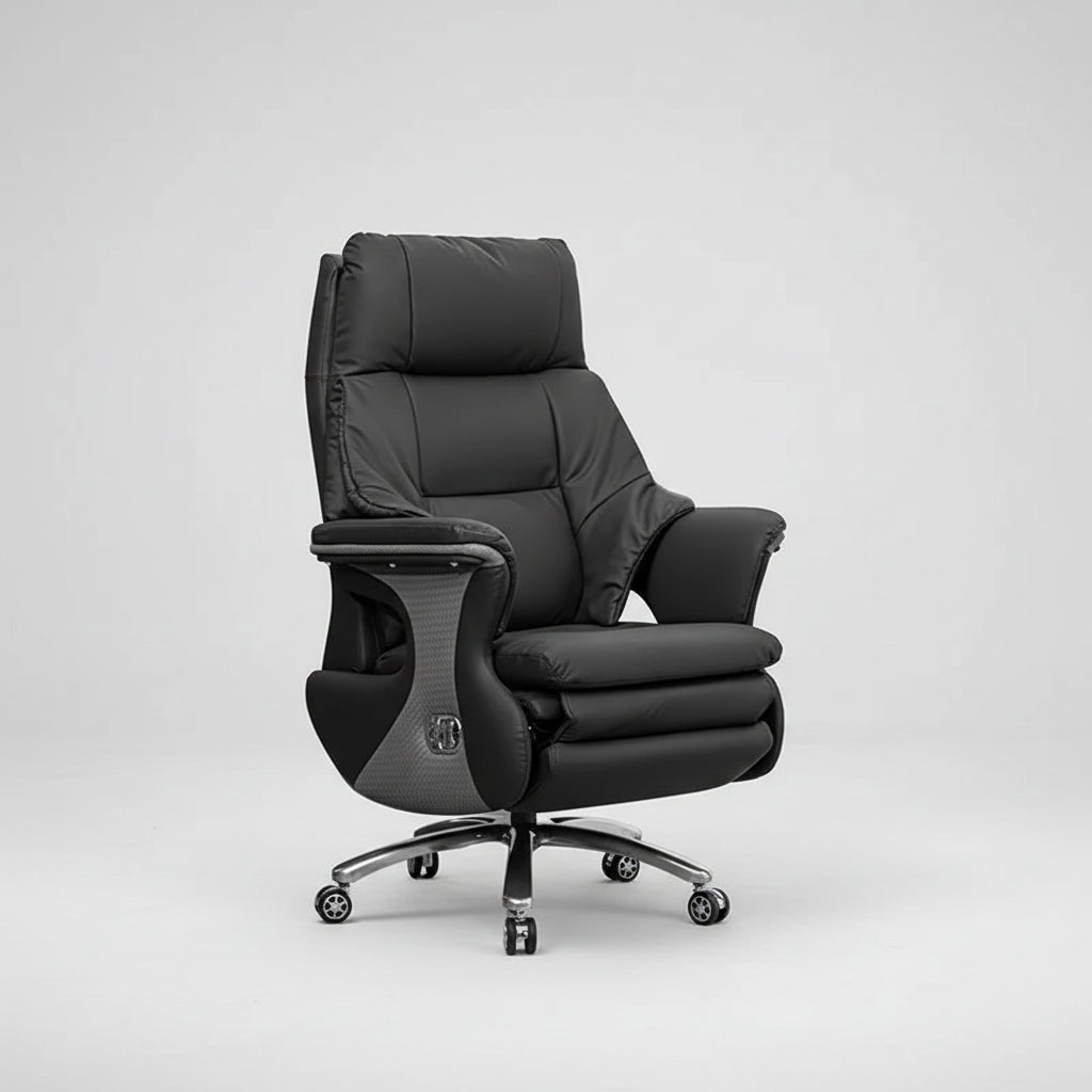 Leather Gaming Chair Reclining Ergonomic — Cognac Brown | KIMLUD