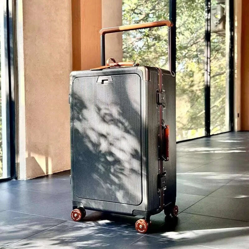 front-opening-pocket-rolling-luggage-aluminum-frame-wide-handle-trolley-suitcase-with-upgrade-silent-wheel-usb-charging-plug-tsakimlud-womens-fashion-34614326