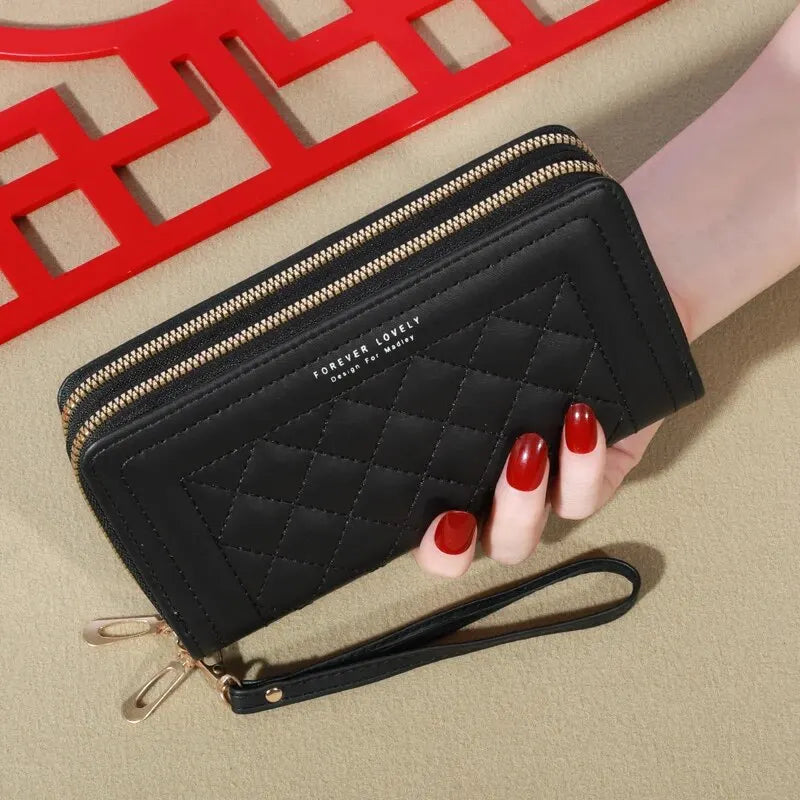 Long Women's Wallet Female Purses Tassel Coin Purse Card Holder Wallets Double Zipper Pu Leather Clutch Luxury Money Phone Bag
