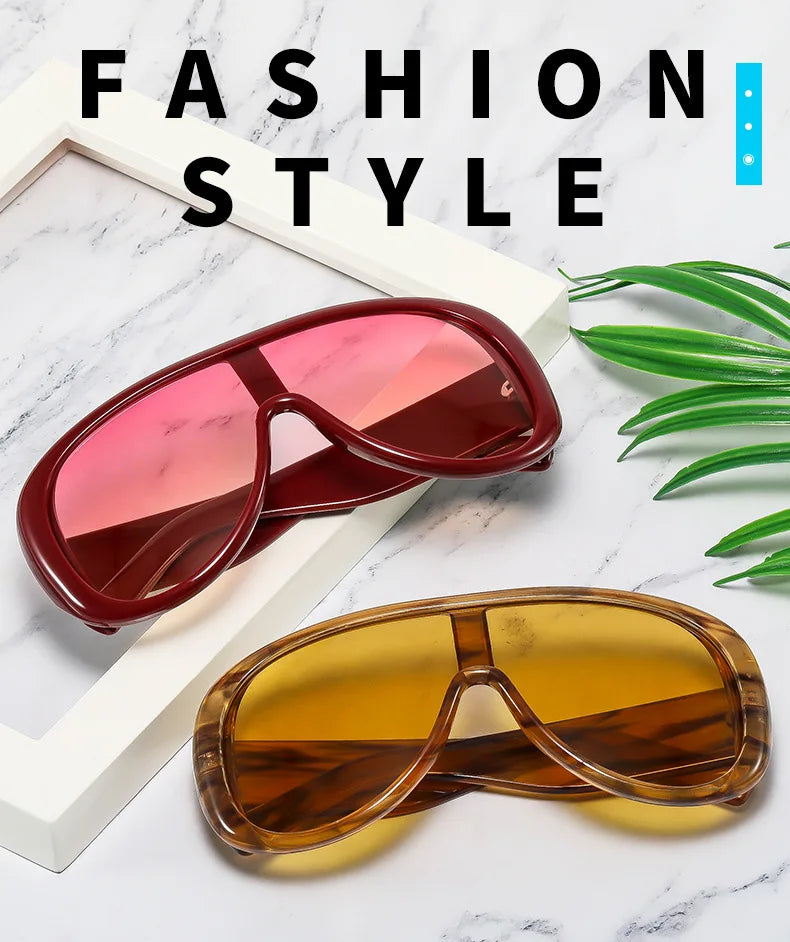 Plastic Oversized Gradient Sunglasses — Burgundy | KIMLUD