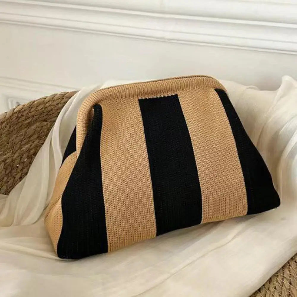 Striped Polyester Clutch Bag Small — Multicolor | KIMLUD