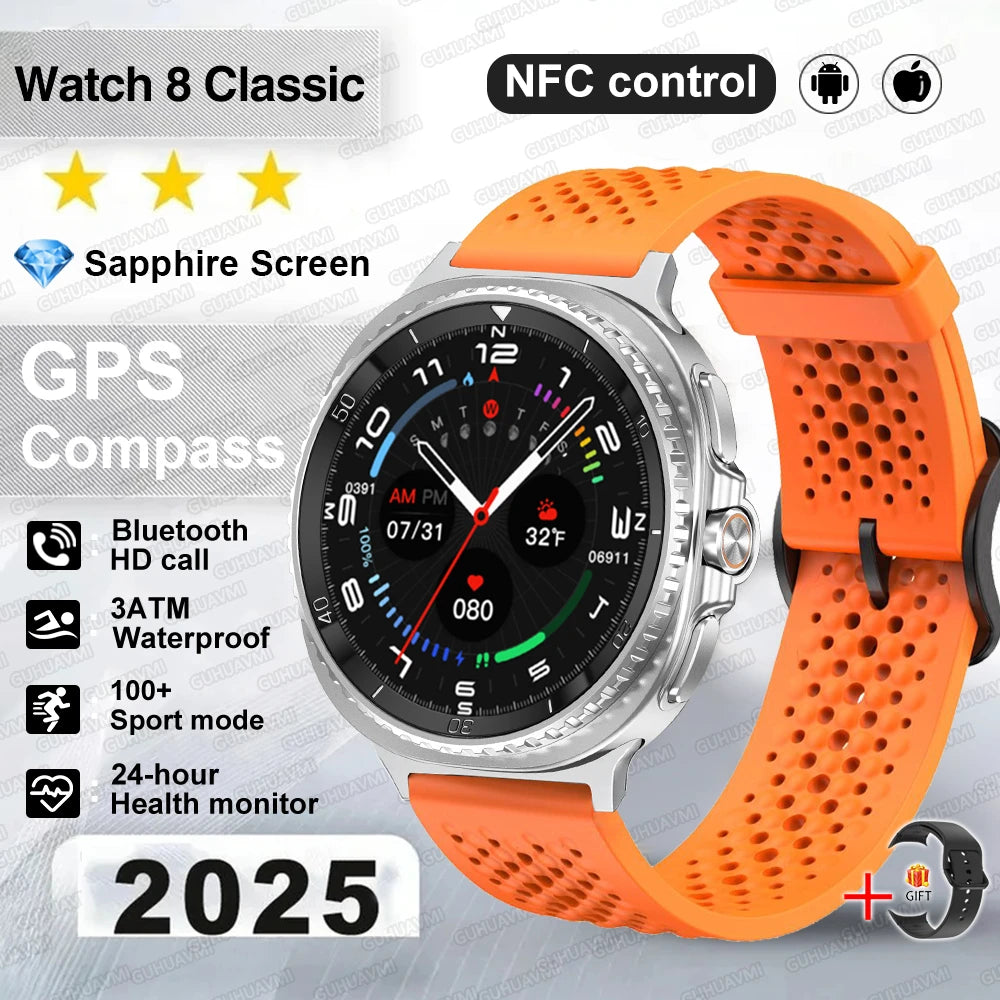 Fashion Watch 8 Ultra Classic GPS Smart Watch Compass Rotating Dial NFC HD Call Chat GPT 3ATM Waterproof 100+Sports Smart Watch