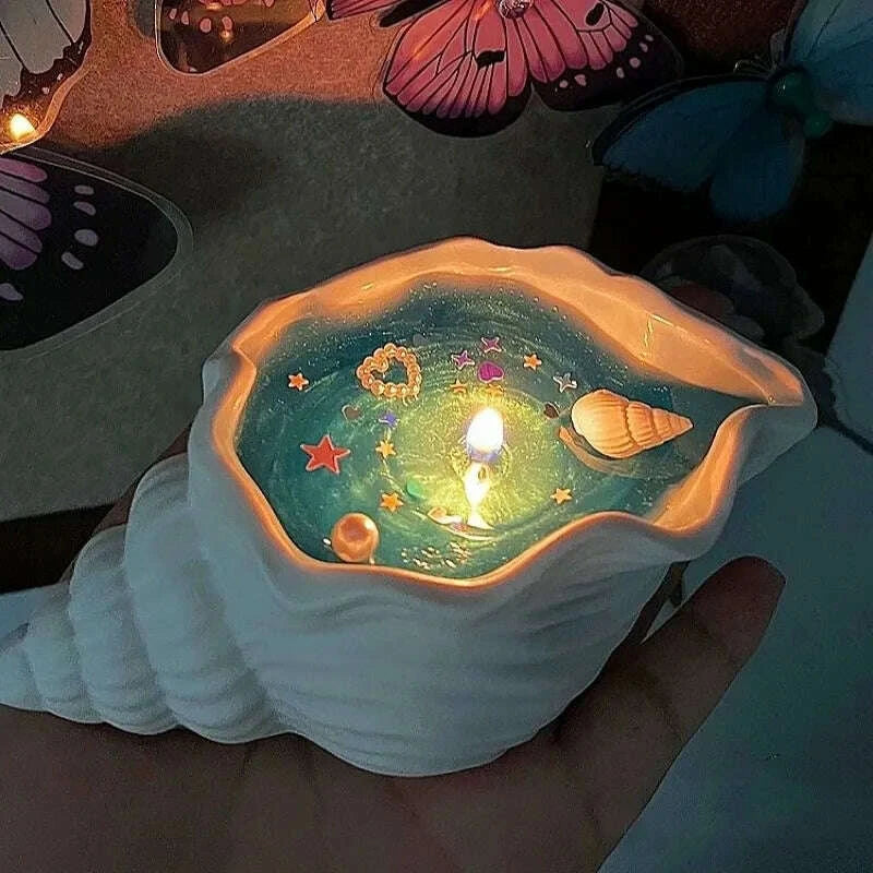 KIMLUD, Sea Shell Aromatherapy Candle Creative Starfish Shell Scented Candle Sea Shell Candle Handmade Sea Shell Whirlpool Candles, KIMLUD Womens Clothes