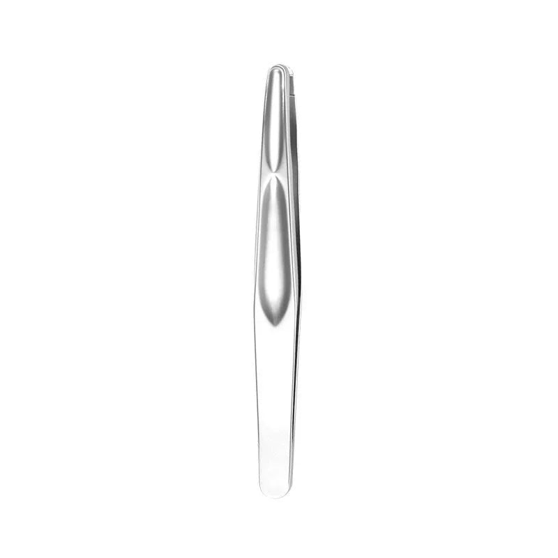 Round Head Tweezers For Eyebrow And Facial Hair — Silver | KIMLUD