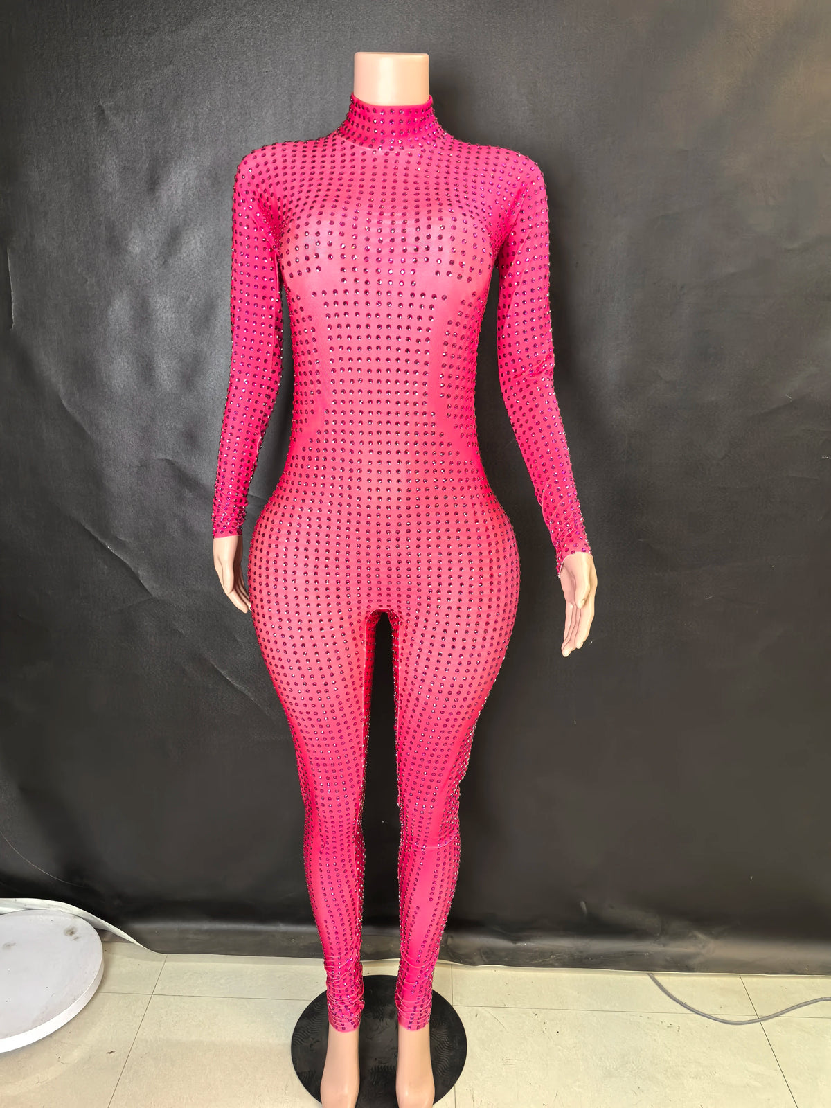 Crystal Long Sleeve Romper – Sparkly Bodycon Silhouette – Rayon | KIMLUD