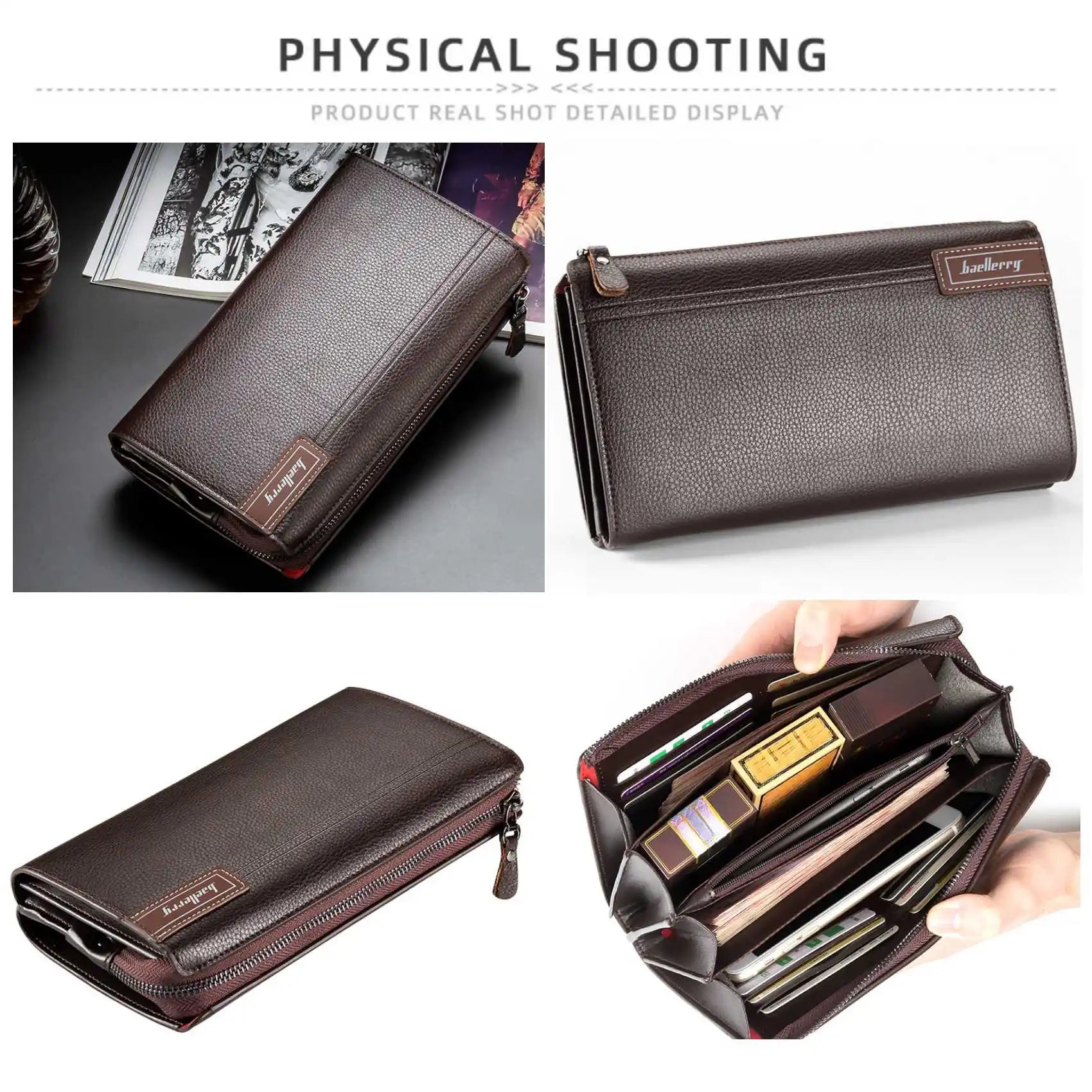 Business Casual Lychee Pattern Clutch Bag — Black | KIMLUD