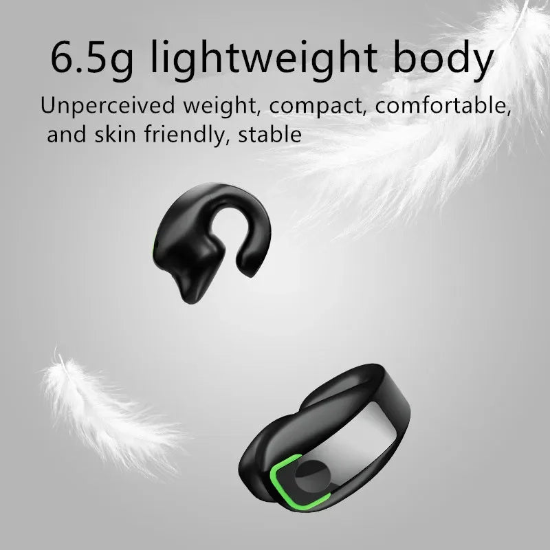 Bone Conduction Earphone Clip Wireless Headset — Black | KIMLUD