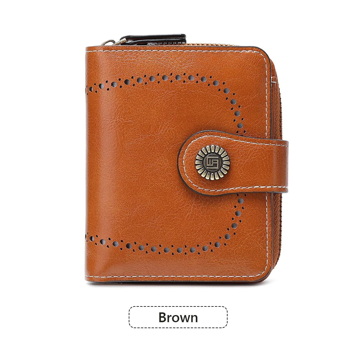 Retro Hollow-Out Short Purse for Women, Multi-Card Zipper Wallet, Europe and America Fashion, New