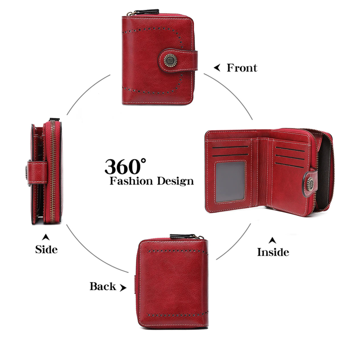 Retro Hollow-Out Short Purse for Women, Multi-Card Zipper Wallet, Europe and America Fashion, New