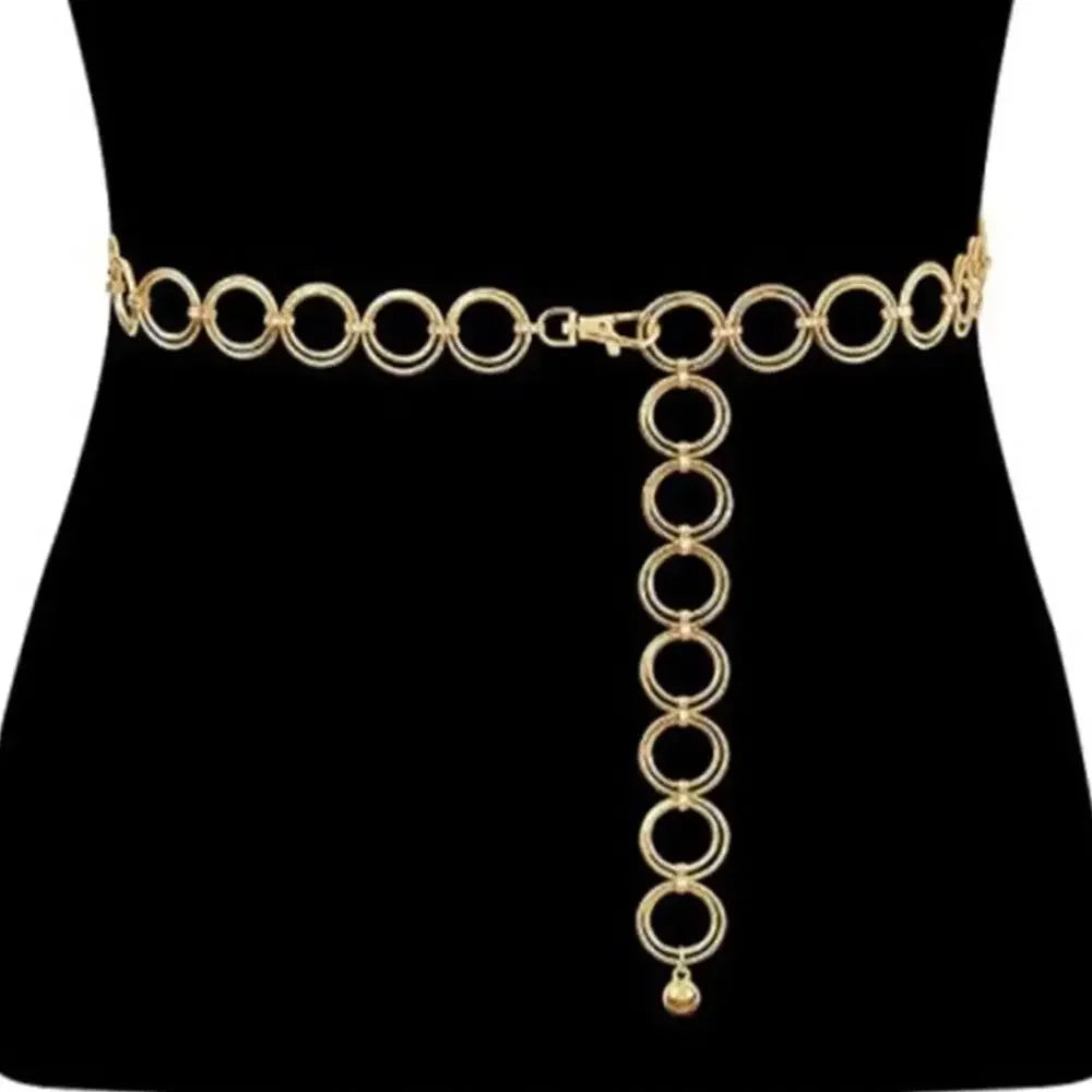 Metal Waist Chain Belt Punk Hip Hop Style — Gold | KIMLUD