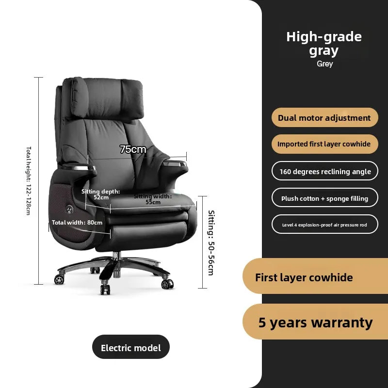 Genuine Leather Executive Office Chair Massage — Cream | KIMLUD