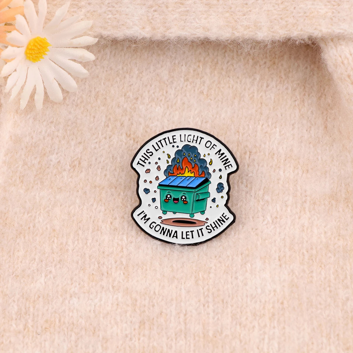 Enamel Pin Dumpster Fire Sarcastic Quote — Teal | KIMLUD
