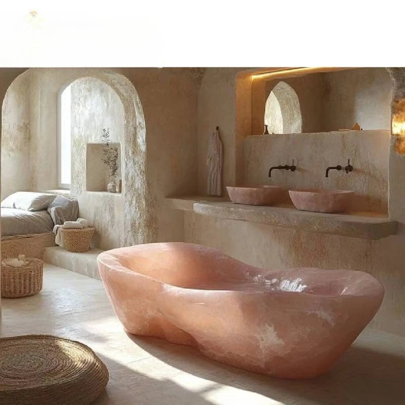 KIMLUD, Irregular pink agate bathtubs for custom apartments and villas, KIMLUD Womens Clothes
