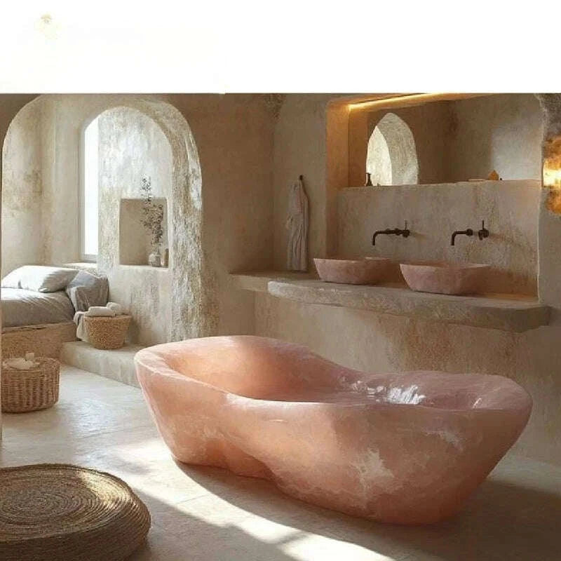 KIMLUD, Irregular pink agate bathtubs for custom apartments and villas, KIMLUD Womens Clothes