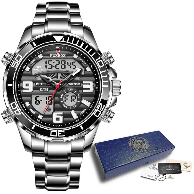 2024 Top Brand Luxury Digital Mens Watches Top Luxury Sport Quartz Wristwatch For Men All Steel Military Waterproof Clock+Box
