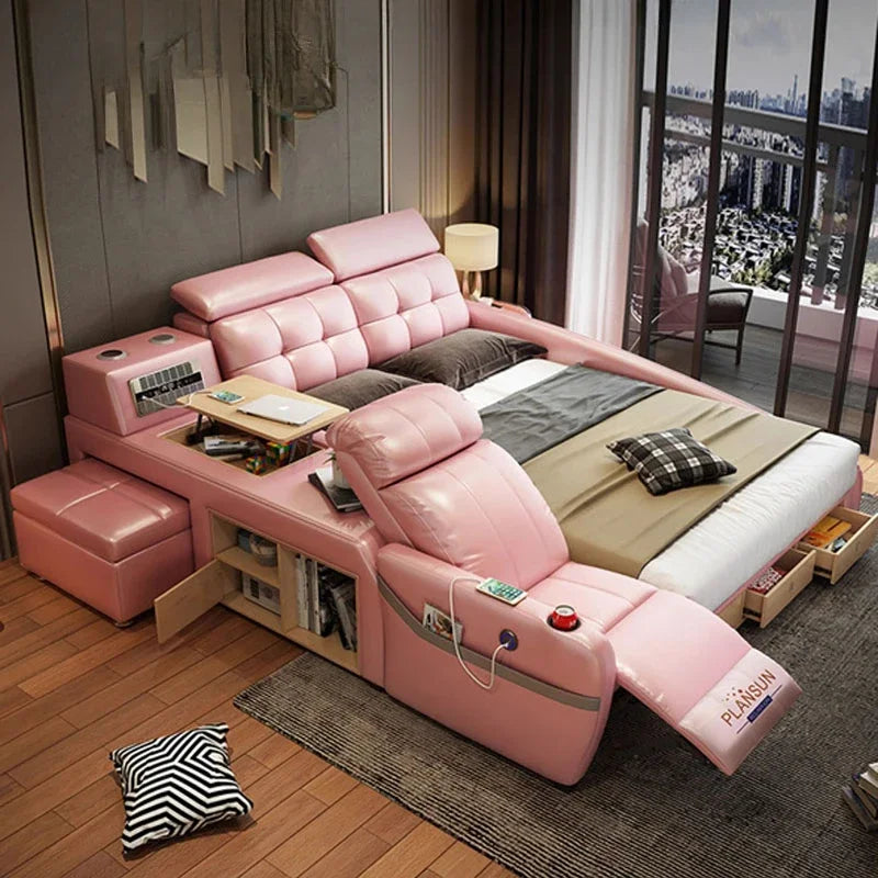 High End Nordic Double Bed Headboard Queen Storage Safe Luxury Twin Bed Frame Full Size Sleeping Camas De Casal Home Furniture