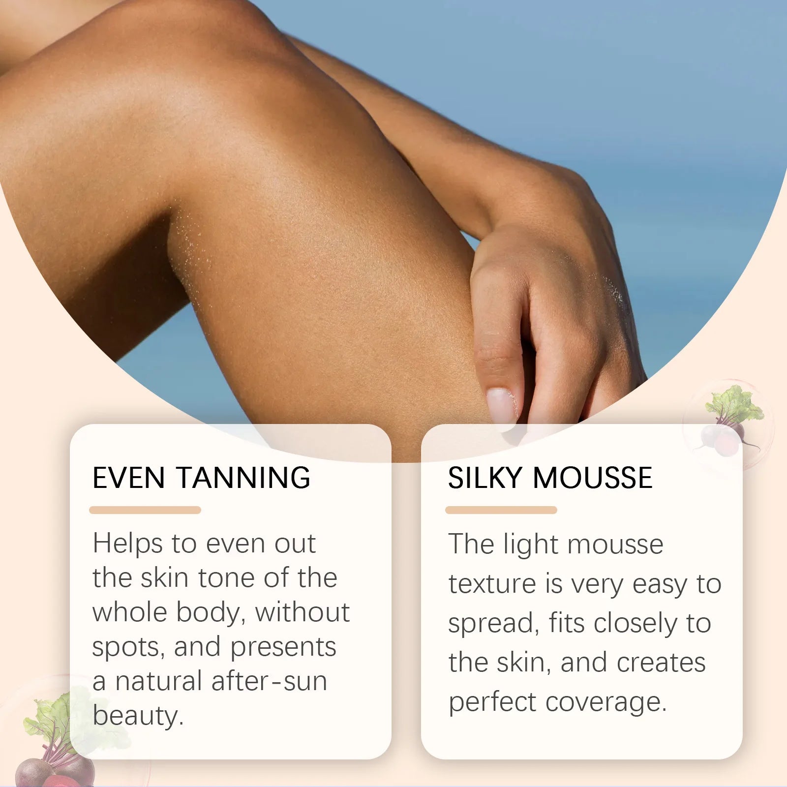 Body Self Tanning Mousse Fake Tan Bronze Skin Quick Natural Tanning Mousse Body Bronzer Sunless Self Tanner Face Body Outdoor