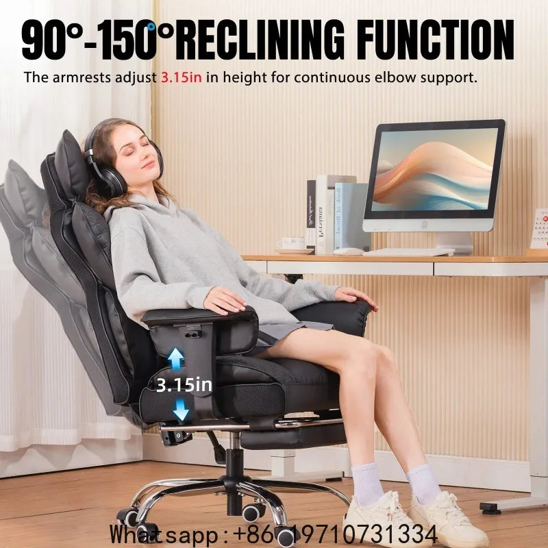 Gaming Chair - Ergonomic High Back With Footrest - Leather | KIMLUD