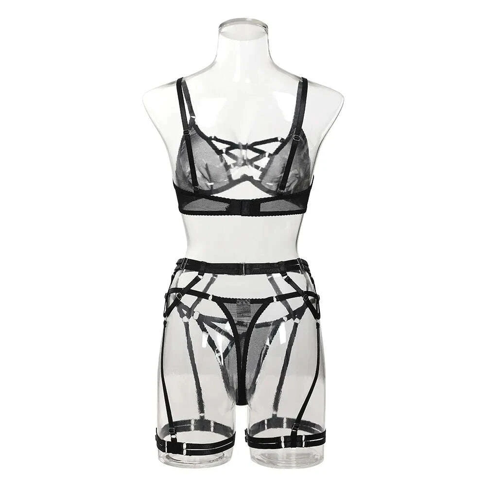 KIMLUD, Diccvicc Lingerie Women Set Bandage Bra Fancy Garter Belt Ethical Very Thin Underwear Uncensored Erotic Outfit Intimate Clothing, KIMLUD Womens Clothes