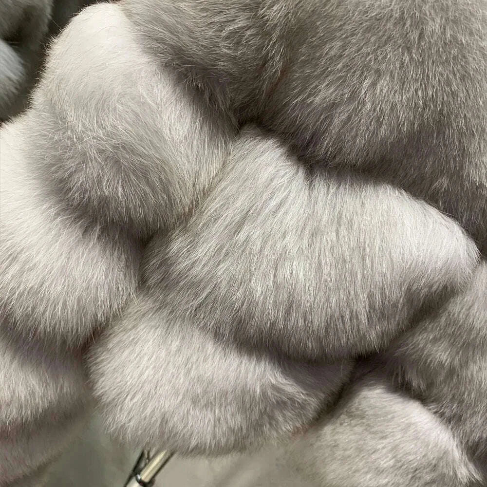 KIMLUD, Women's Full Pelt Real Fox Fur Hooded Jackets, Long Sleeve Outwear, Winter Bomber, Female, 902, KIMLUD Womens Clothes